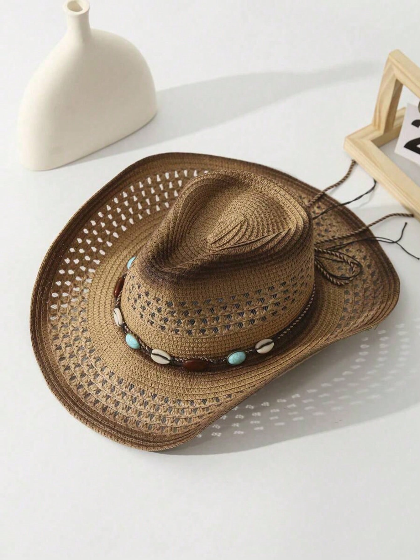 Unisex Brown Hollow Straw Cowb - Cowboy Hat Straw recension och pris