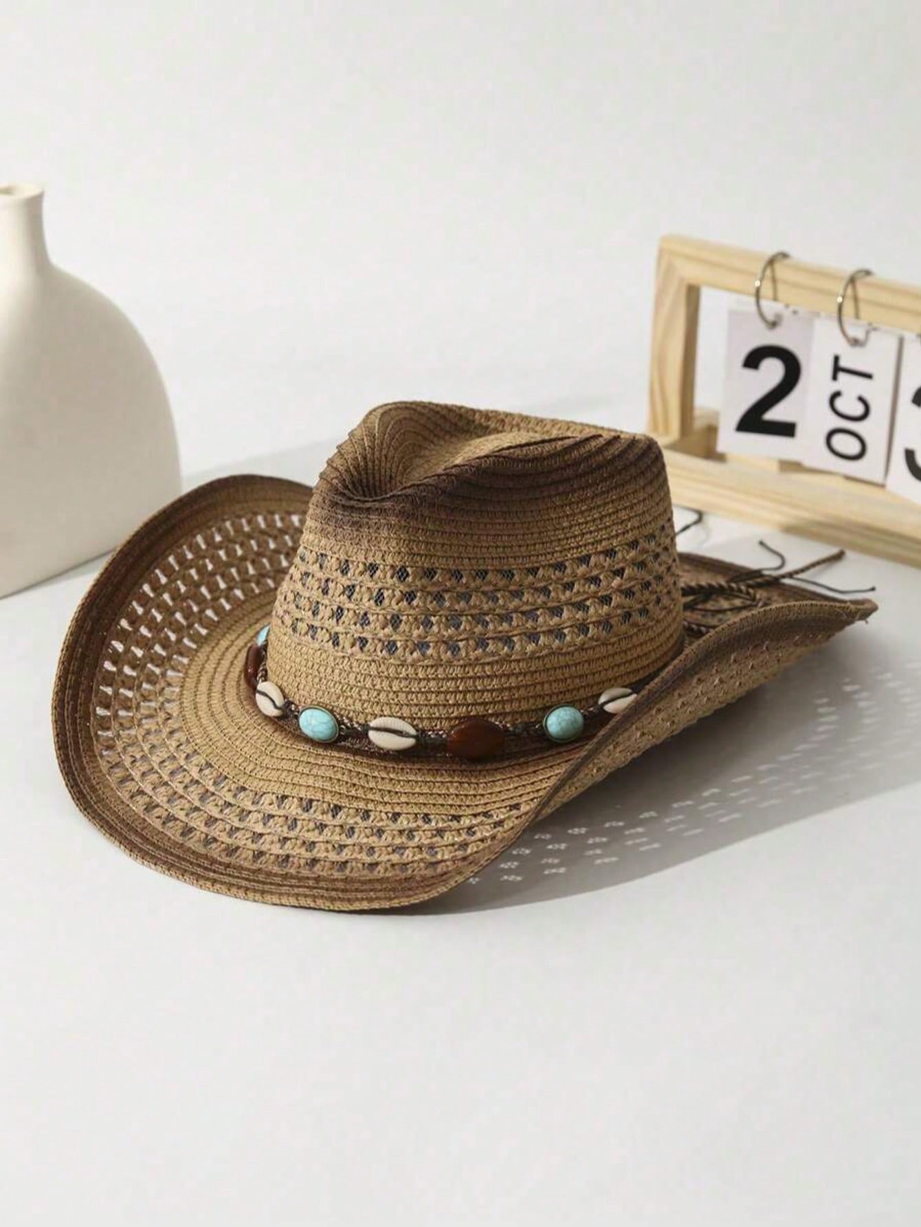 Unisex Brown Hollow Straw Cowb - Cowboy Hat Straw recension och pris