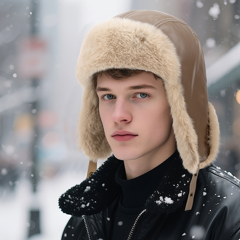 Men Winter Warm PU Leather Tra - Trapper Hat Ear Flap recension och pris